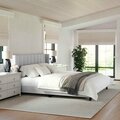 Martha Stewart Kay King Upholstered Platform Bed w/Channel Stitched Wingback Headboard/Cushioned Siderails, Gray TW-3WDB03-K-GY-MS